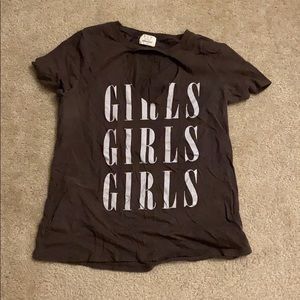 Brown cut out V-neck t-shirt